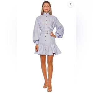 *NWT* Designer Inspired Pin Striped Utility Belted Long Sleeve Mini Dress SZ 3